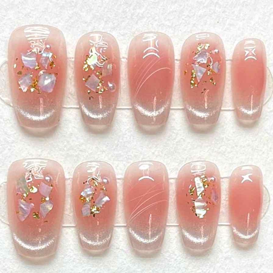 3D fake nails accessories pink glitter flowers with rhinestones