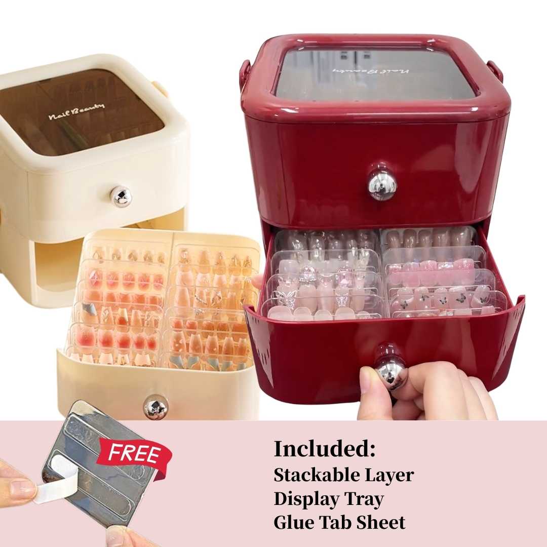 Nails Storage Drawers with Stackable Display Trays, Multi-Layer DIY Drawer Case