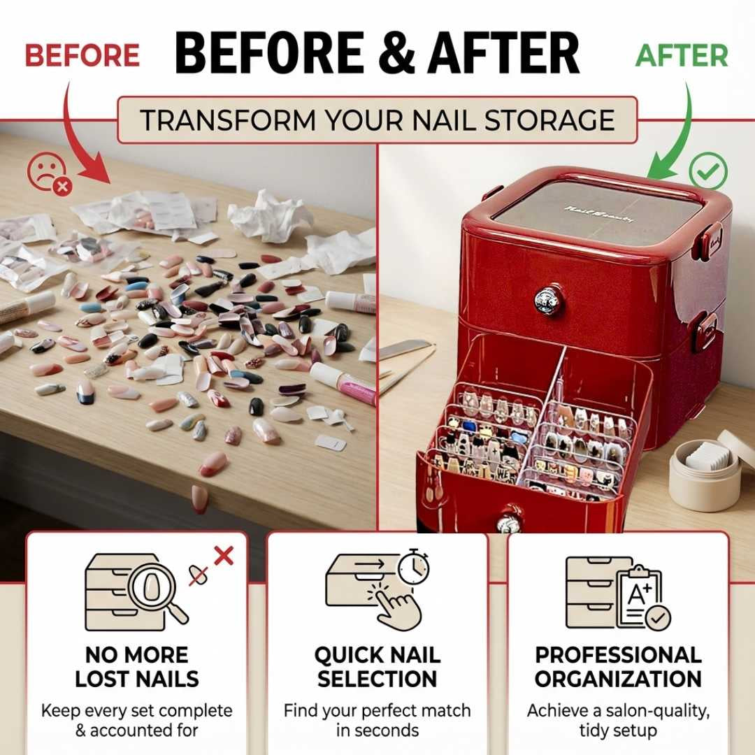 Nails Storage Drawers with Stackable Display Trays, Multi-Layer DIY Drawer Case
