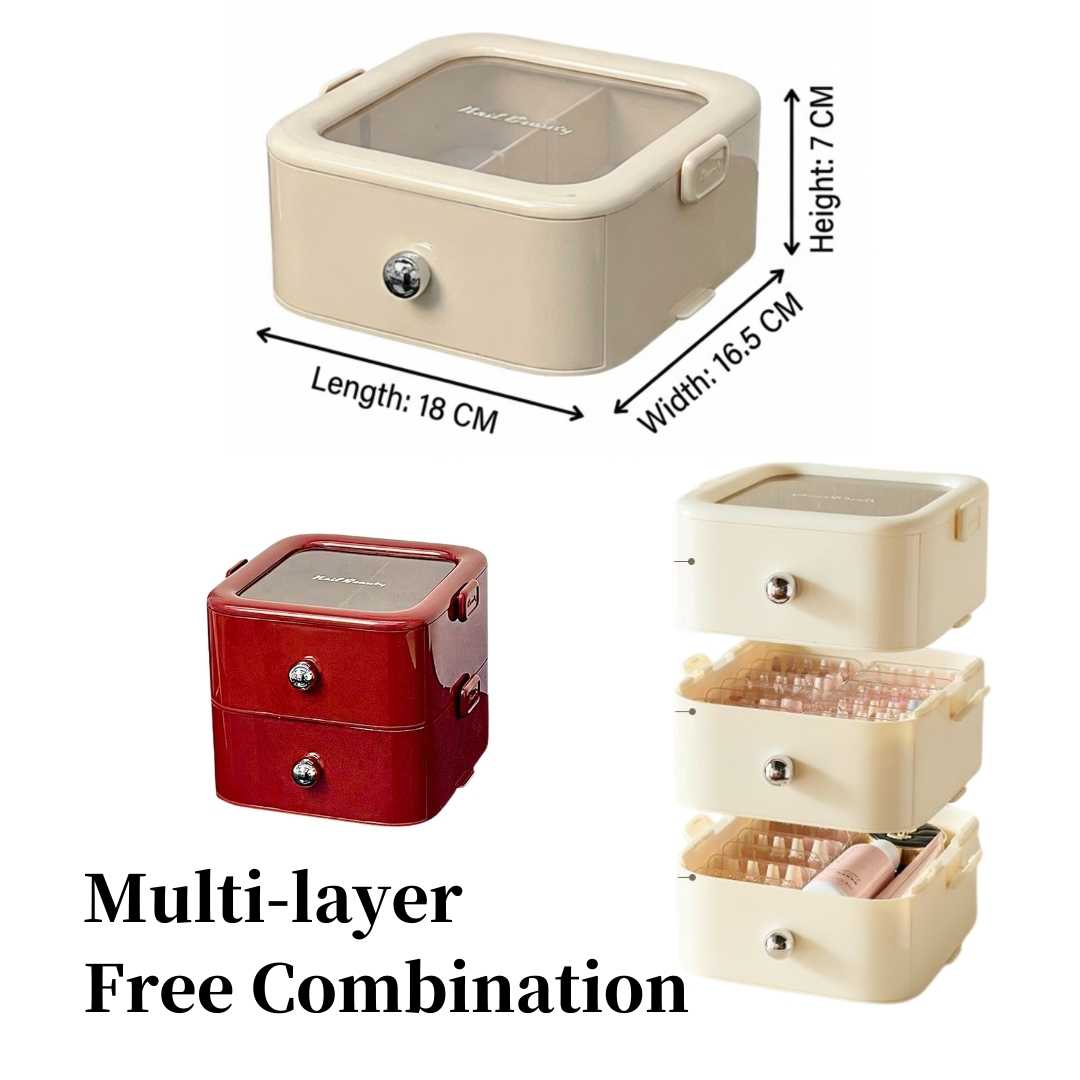 Nails Storage Drawers with Stackable Display Trays, Multi-Layer DIY Drawer Case