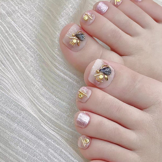 Amber Ambiance Toe Press-on Nails