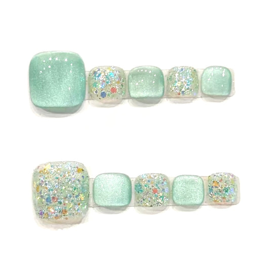 Mint Waves (Toe Press-ons)