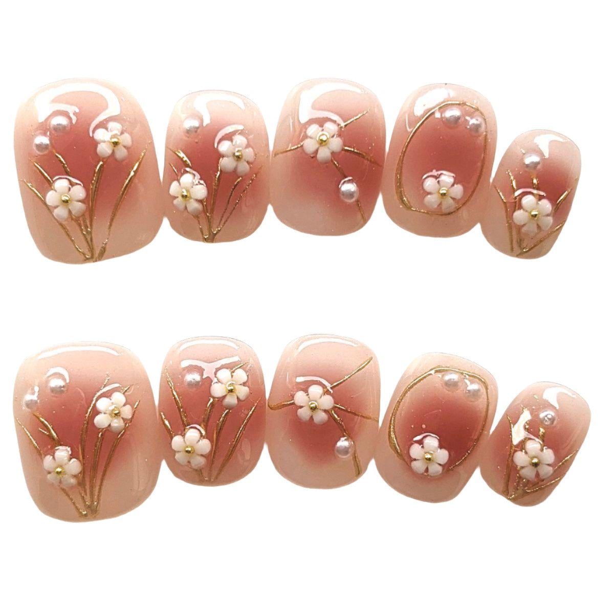 Elegant Floral Press-On Nails for Special Occasions – hanakoko