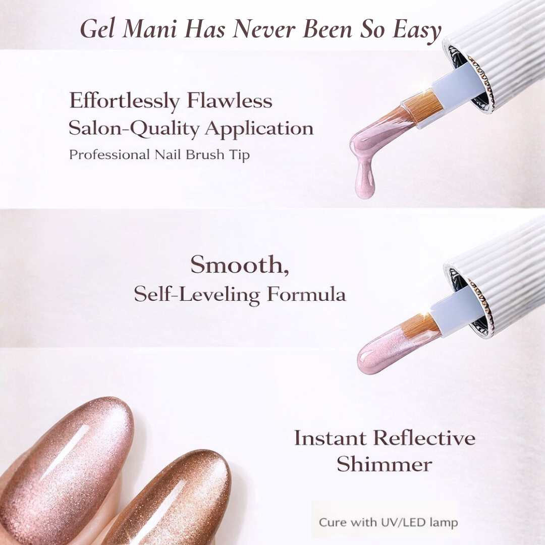 One-Step Nail Gel Pink Cat Eye 5-in-1 Nail Gel Polish (UV needed)