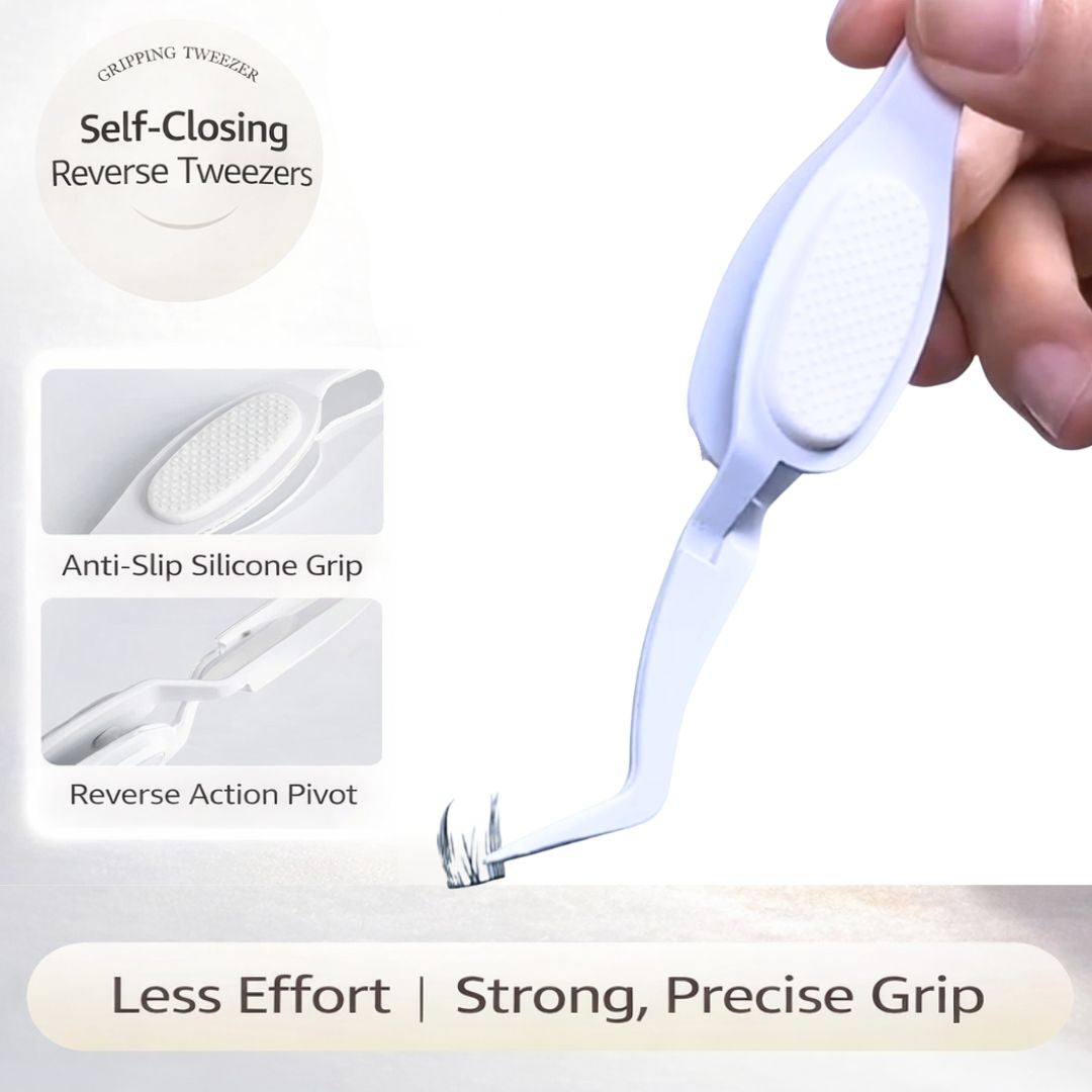 Self-Closing Reverse Tweezers for False Lashes